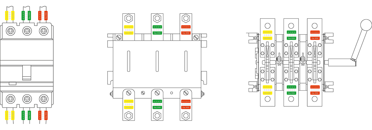 Контактные соединения шин и проводов на выводах электротехнических устройств до 1000 В. Контроль термоиндикаторами.
